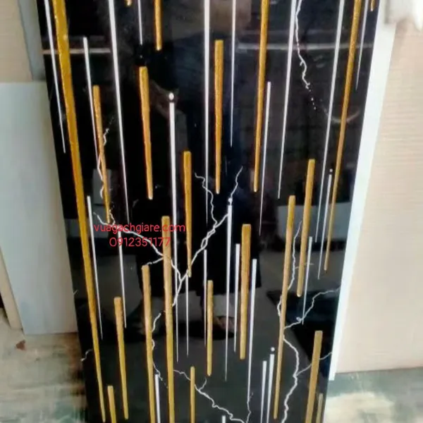 Gạch Khắc Kim 30x60 Cao Cấp nhũ bạc đen tia chớp trắng 3617D