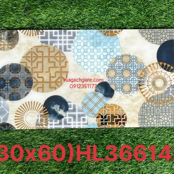 Gạch Khắc Kim 30x60 Cao Cấp nhũ vàng hình tròn 36614K