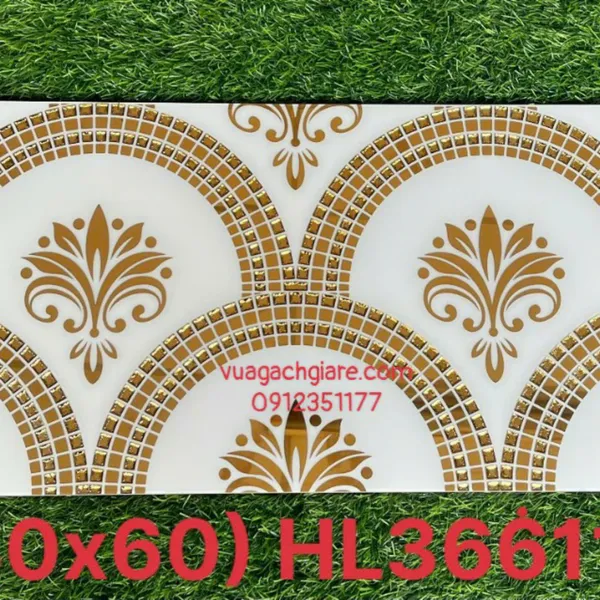 Gạch Khắc Kim 30x60 Cao Cấp nhũ vàng trắng rẻ quạt 36611K