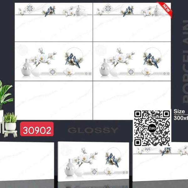 Gạch Đá 30x60 Ốp Lát Giá Rẻ trắng vân khói 30902