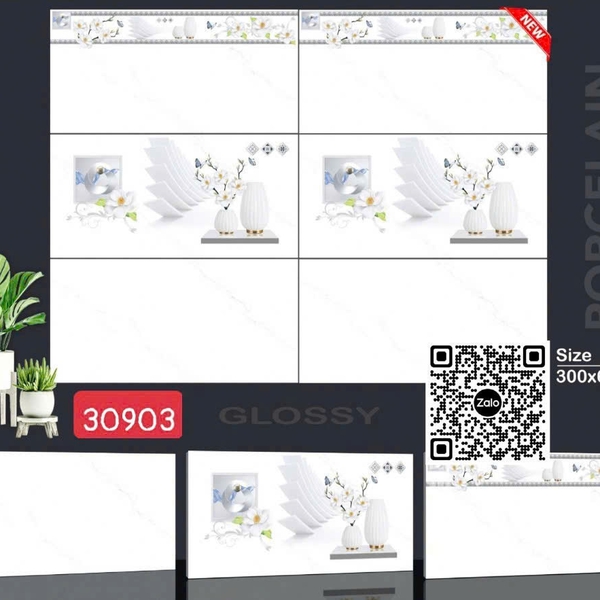 Gạch Đá 30x60 Ốp Lát Giá Rẻ trắng vân khói 30903