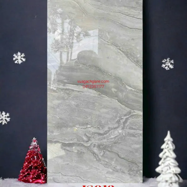 Gạch Đá 40x80 Ốp Tường Khắc Kim nhũ bạc xám vân đá JS012