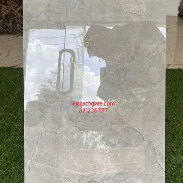 Gạch Đá 40x80 Ốp Tường Khắc Kim Cao Cấp xám vân đá QD008S