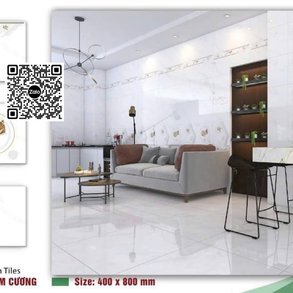 Gạch Đá 40x80 Ốp Tường Giá Rẻ trắng vân khói CRH40802