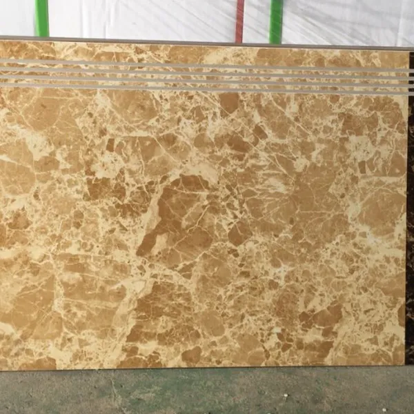 Gạch Đá 48x100 Ốp Bậc Cầu Thang vàng viền nâu 1802