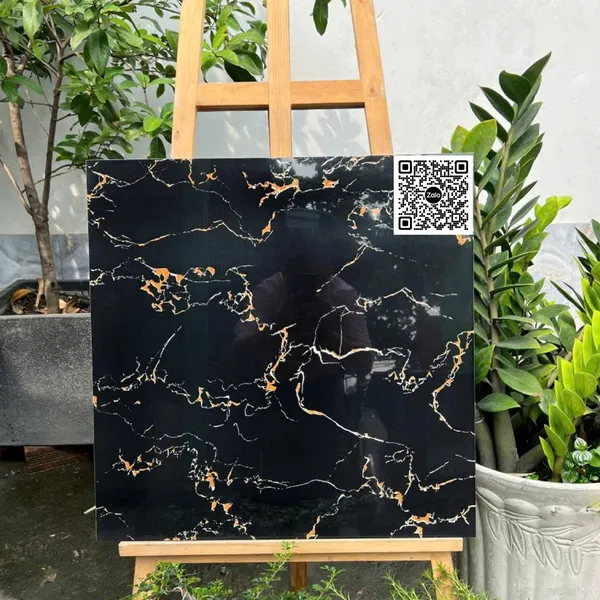Gạch Đá 60x60 Ốp Lát đen vân cam