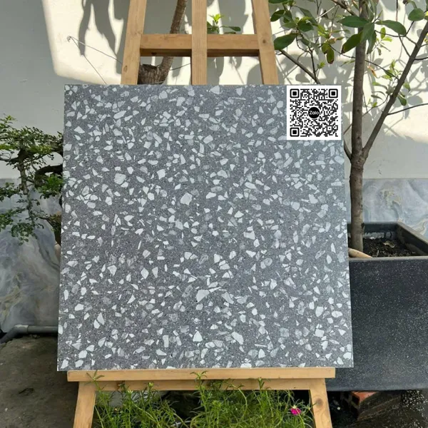 Gạch Đá 60x60 Ốp Lát terrazzo xám đậm