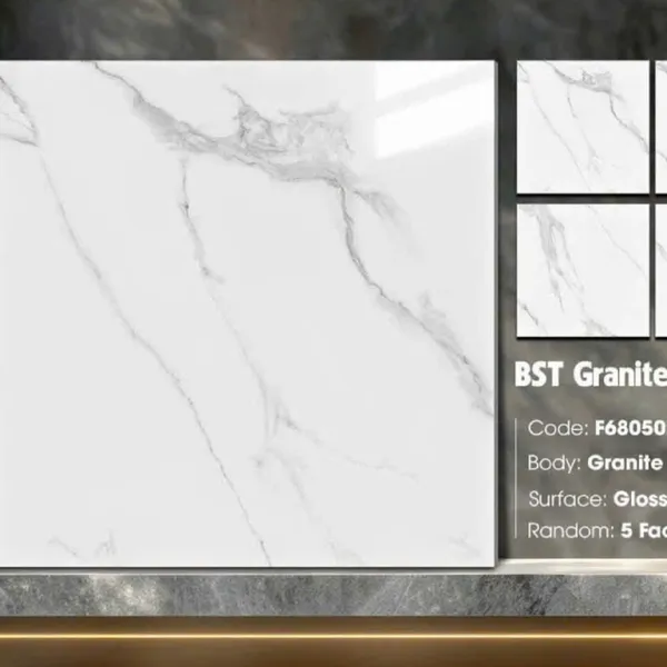 Gạch Đá 60x60 Ốp Lát Ý Mỹ Giá Rẻ trắng vân khói F68050R
