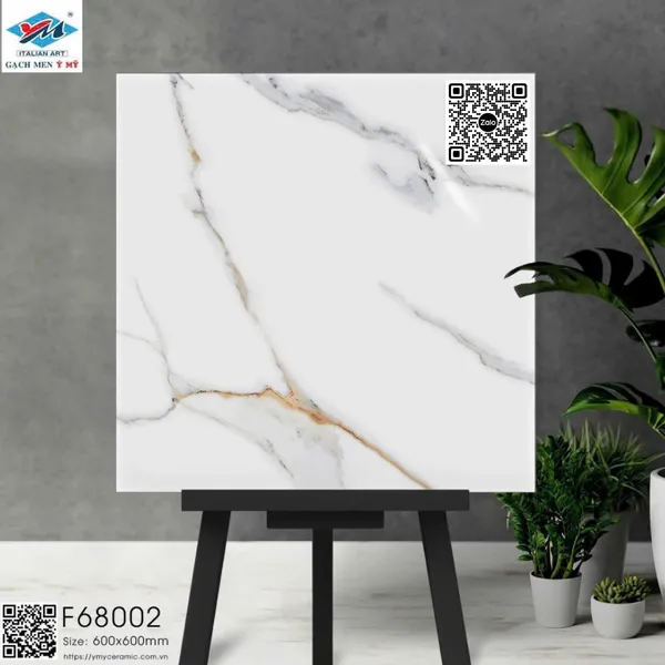 Gạch Đá 60x60 Ốp Lát Ý Mỹ Giá Rẻ trắng vân vàng F68002