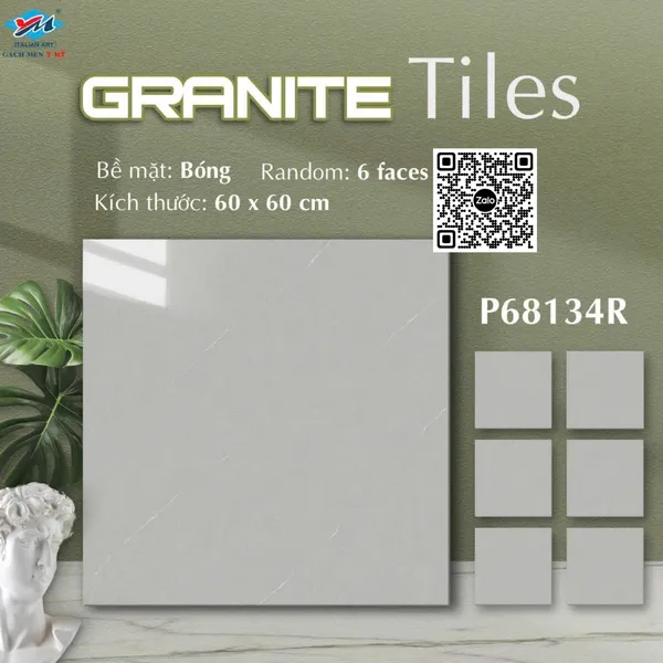 Gạch Đá 60x60 Ốp Lát Ý Mỹ Giá Rẻ xám vân trắng P68134R