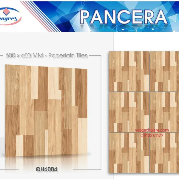 Gạch Đá Lát Nền 60x60 PANCERA vân gỗ nâu QH6004