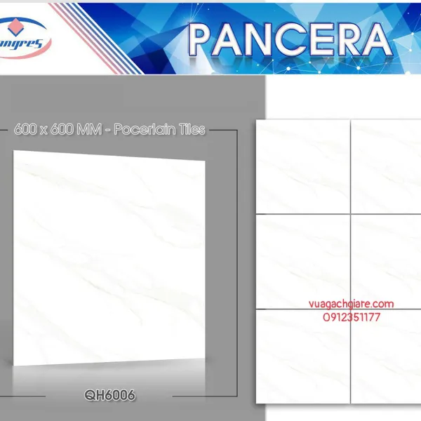 Gạch Đá Lát Nền 60x60 PANCERA trắng vân khói QH6006