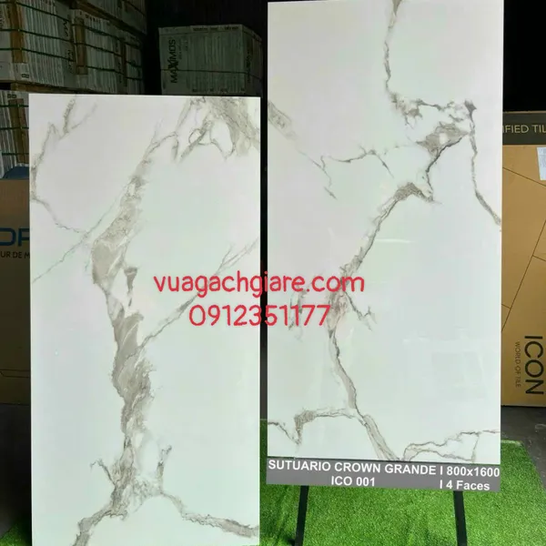 Gạch Đá Ốp Lát 80x160 Cao Cấp Ấn Độ trắng vân khói