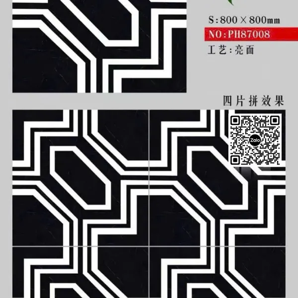 Gạch Đá 80x80 Ốp Lát Trang Trí đen trắng lục giác