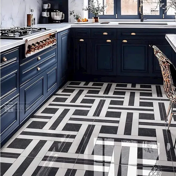 Gạch Đá 80x80 Ốp Lát Trang Trí sọc đen trắng PH87017