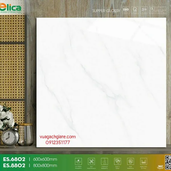 Gạch Đá Ốp Lát 80x80 Giá Rẻ trắng vân khói 8802
