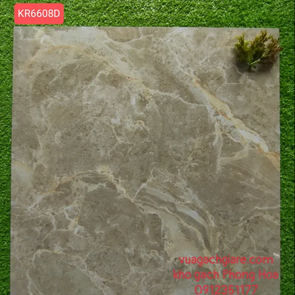 Gạch Đá Lát Nền 60x60 Giá Rẻ nâu vân đá KR6608D