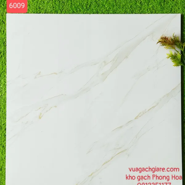 Gạch Đá Lát Nền 60x60 Giá Rẻ trắng vân khói vàng 6009