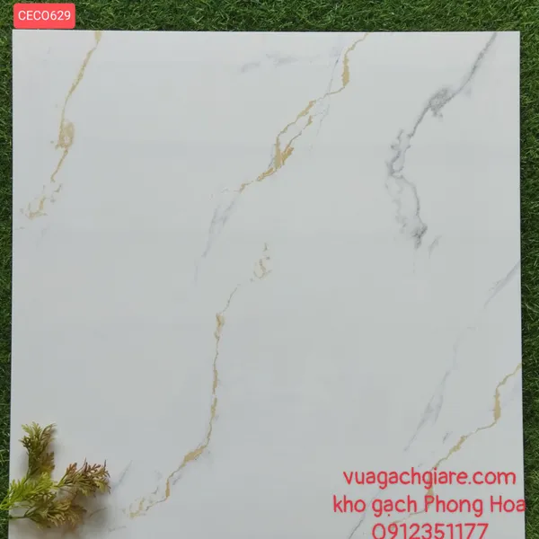Gạch Đá Lát Nền 60x60 trắng vân khói vàng CECO629