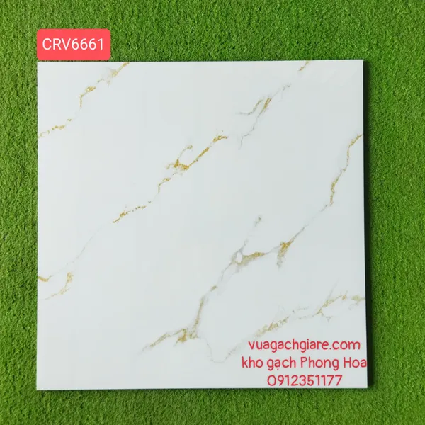 Gạch Đá Ốp Lát 60x60 Luxury trắng vân khói vàng CRV6661