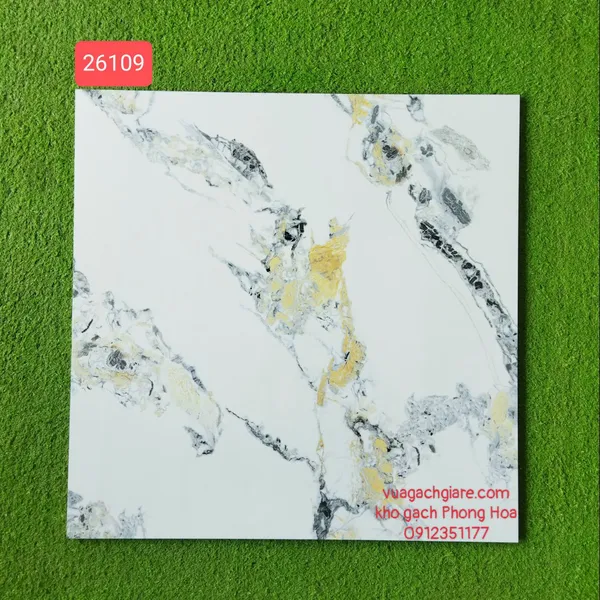 Gạch Đá Ốp Lát 60x60 trắng vân khói vàng 26109