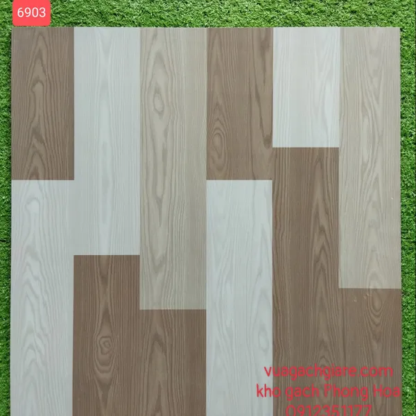 Gạch Đá Lát Nền 60x60 vân gỗ sọc xám nâu socola 6903