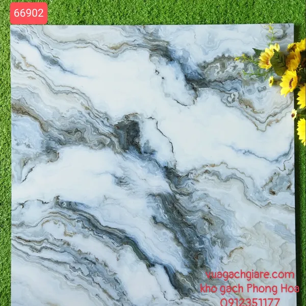 Gạch Đá Lát Nền 60x60 vân rối xám xanh 66902