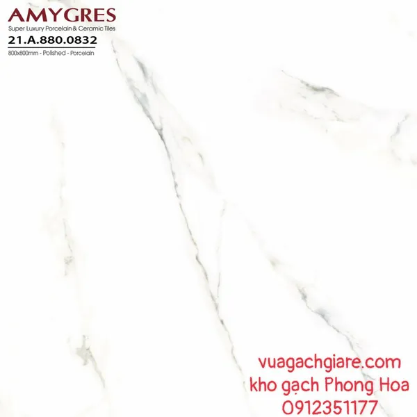 Gạch Đá Lát Nền 80x80 Amygres trắng vân khói 832