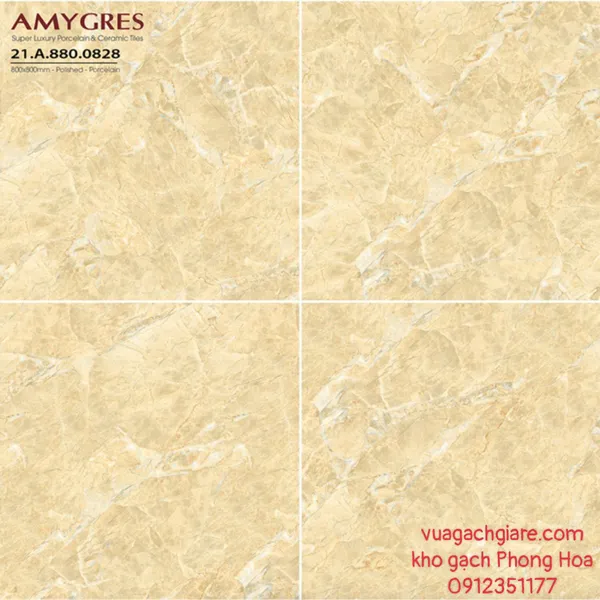 Gạch Đá Lát Nền 80x80 Amygres vàng vân đá 828