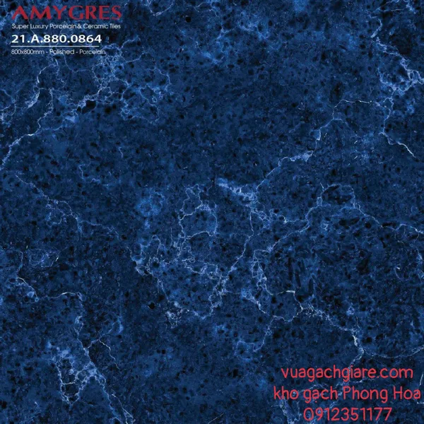 Gạch Đá Lát Nền 80x80 Amygres xanh đậm vân mây 864