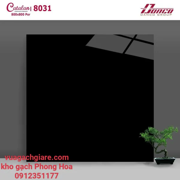 Gạch Đá Lát Nền 80x80 Catalan đen trơn 8031