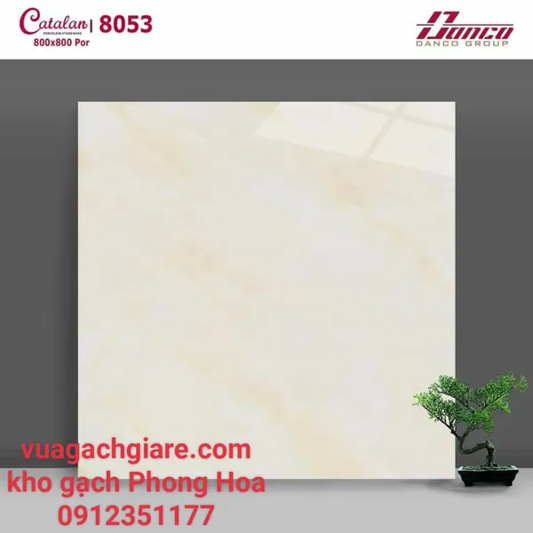 Gạch Đá Lát Nền 80x80 Catalan trắng vân vàng 8053