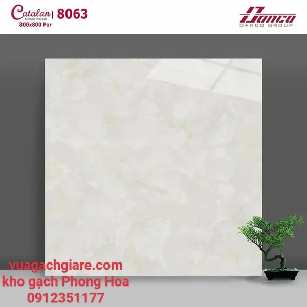 Gạch Đá Lát Nền 80x80 Catalan trắng vân mây 8063