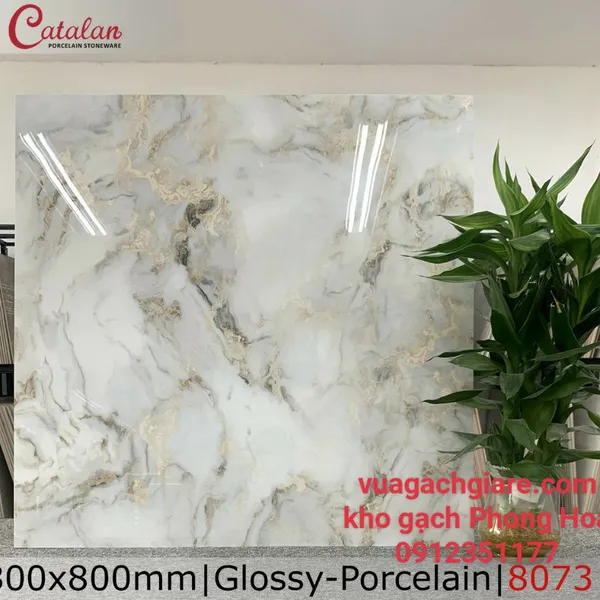 Gạch Đá Lát Nền 80x80 Catalan tắng vân marble 8073