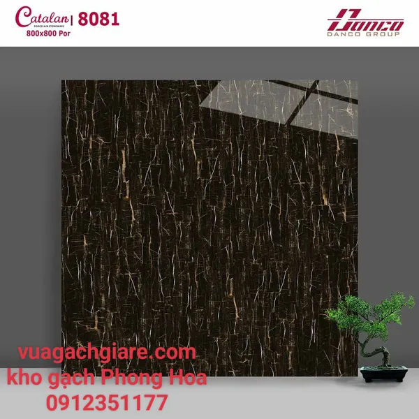 Gạch Đá Lát Nền 80x80 Catalan đen hạt mưa 8081