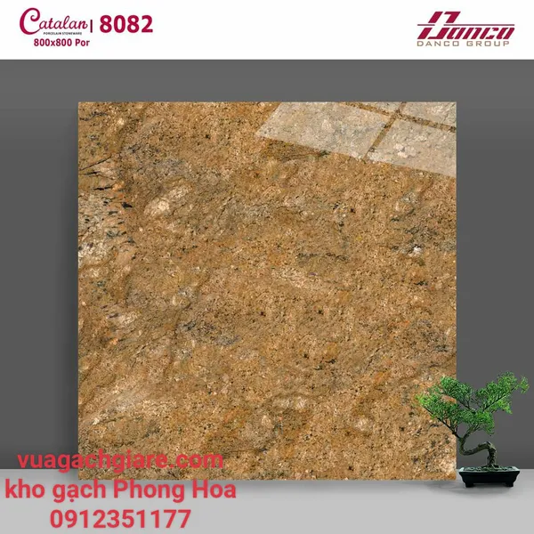 Gạch Đá Lát Nền 80x80 Catalan nâu đất 8082