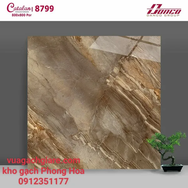 Gạch Đá Lát Nền 80x80 Catalan nâu vân đá 8799