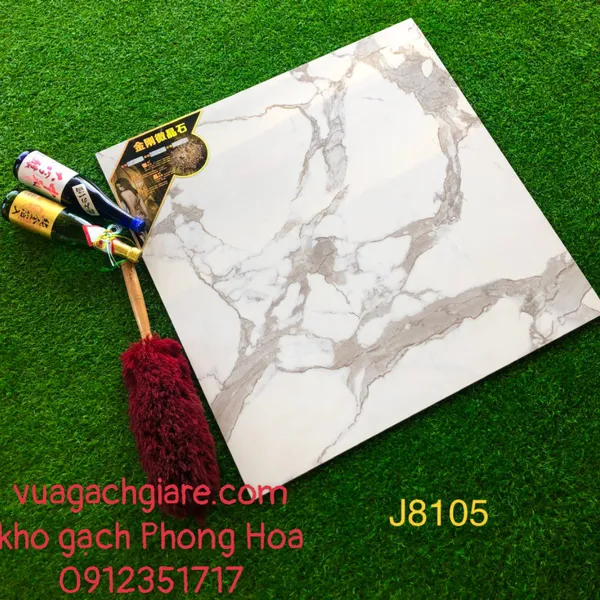 Gạch Đá Lát Nền 80x80 Trung Quốc khắc kim trắng vân khói J8105