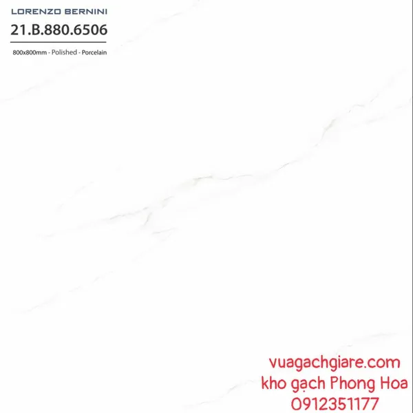 Gạch Đá Lát Nền 80x80 Lorenzo Bernini trắng vân khói 6506