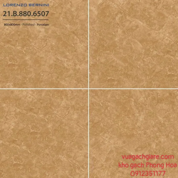 Gạch Đá Lát Nền 80x80 Lorenzo Bernini nâu vân đá 6507