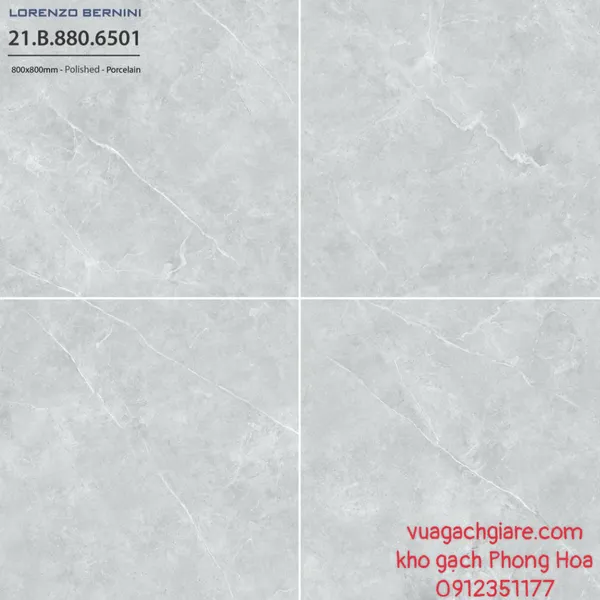 Gạch Đá Lát Nền 80x80 Lorenzo Bernini xám vân đá 6501