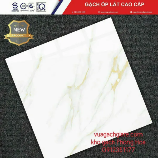 Gạch Đá Ốp Lát 80x80 Rimini trắng vân khói vàng R8079