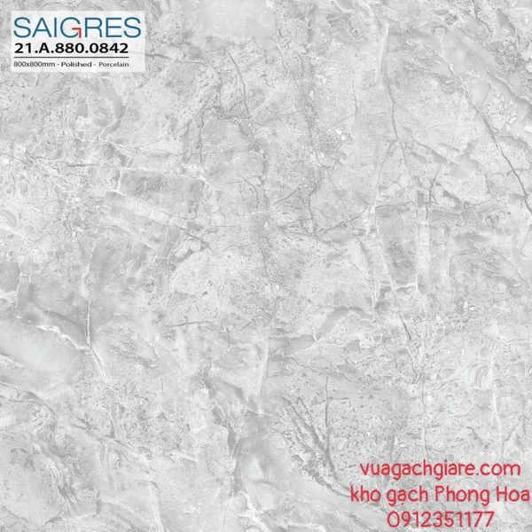 Gạch Đá Lát Nền 80x80 Saigres của Amygres xám vân đá 842