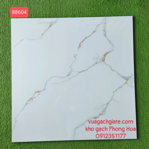 Gạch Đá Lát Nền 80x80 trắng vân khói vàng 88604