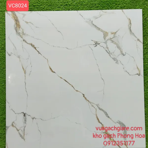 Gạch Đá Lát Nền 80x80 trắng vân khói vàng VC8024