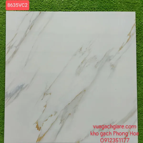 Gạch Đá Lát Nền 80x80 trắng vân khói vàng 8635VC2