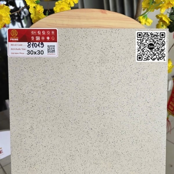 Gạch Đá Mờ 30x30 Ốp Lát Prime Giá Rẻ trắng terrazzo 81019