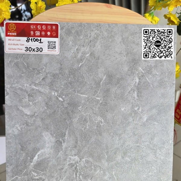 Gạch Đá Mờ 30x30 Ốp Lát Prime Giá Rẻ xám vân trắng 81001