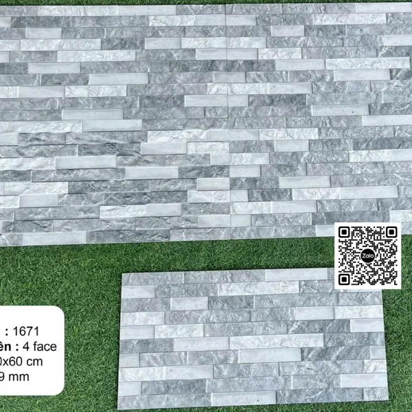 Gạch Đá 30x60 Ốp Tường Trang Trí đá ghép màu xám trắng 1671