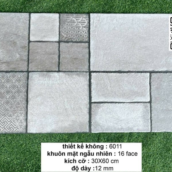 Gạch Đá 30x60 Ốp Lát Trang Trí đá ghép màu xám 6011